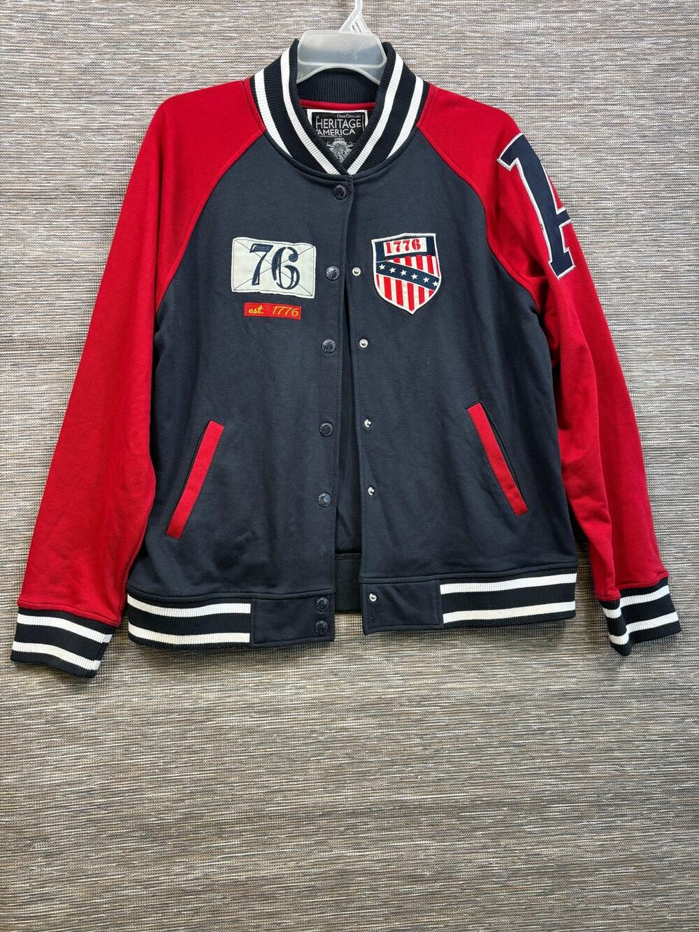 Heritage America Jacket Mens 2XL Blue Red Varsity All American 1776 Lacrosse